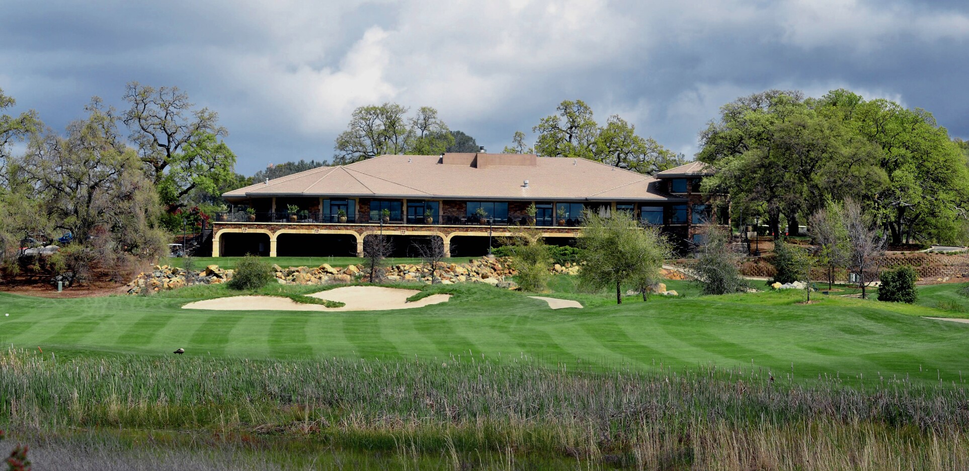View of clubhouse from golf course